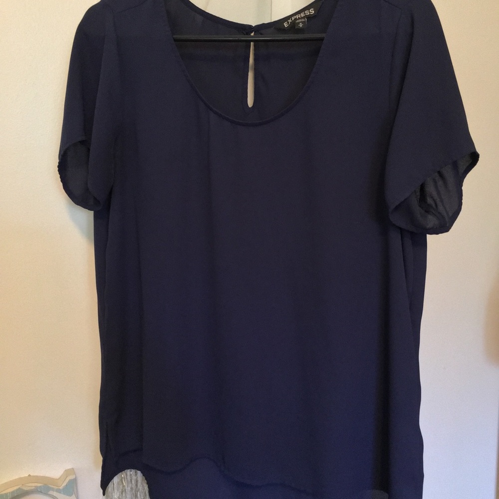 Dark blue sheer Express dress top